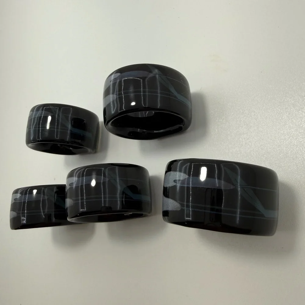 Vintage Mikasa Opus Black Napkin Rings MF641 Japan Duck Motif Set of 5 MCM Art